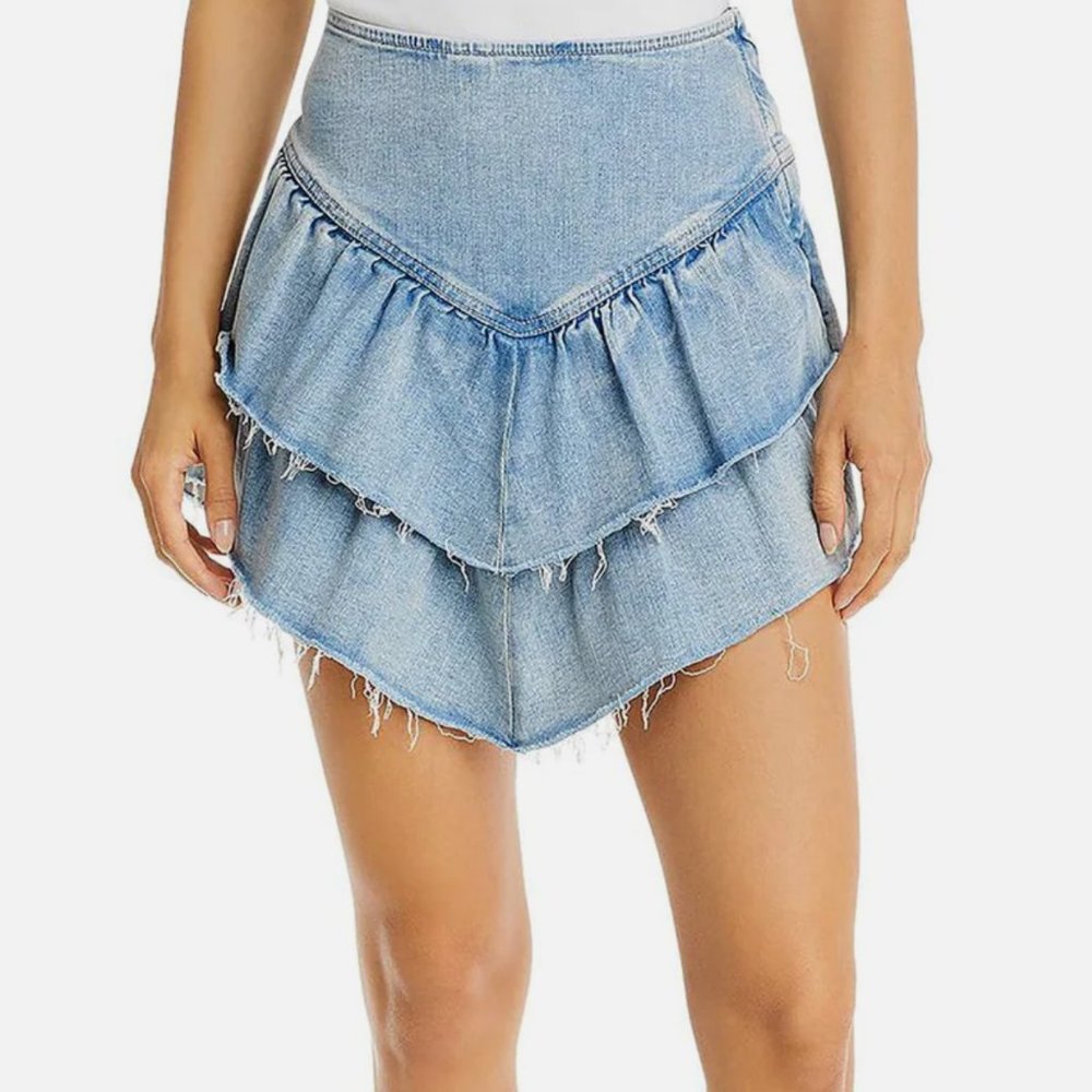 MOTHER Women's The Ruffle Mini Raw Edge Skirt